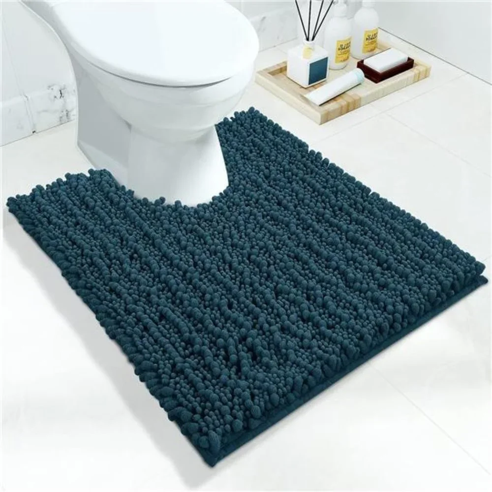 Luxury Shaggy Toilet BathMat U-Shaped Contour Rugs for Bathroom,24.4X20.4 Inches